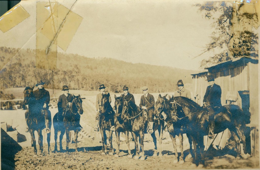 Early city leaders inspecting the new dam on Bays Mtn, ca. 1917. (R. L. Reams Collection, c. 1917, KCMC 32)