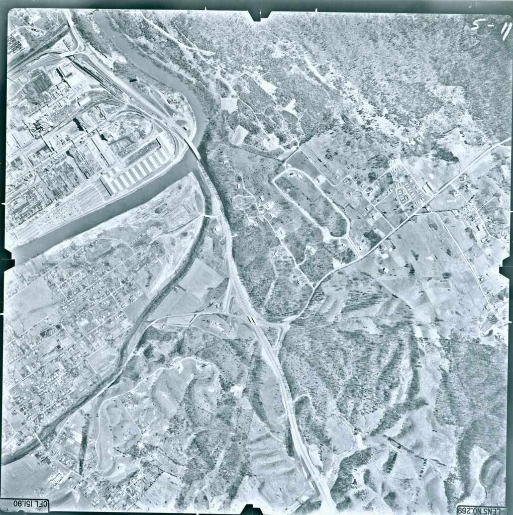 The South Fork Holston and its Sluice forms the southern tip of the Long Island of the Holston. Eastman Chemical occupies the left half of this plate.