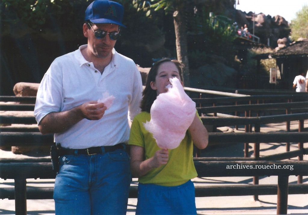 Peter and Anna enjoying cotton candy at the Park, 1997.