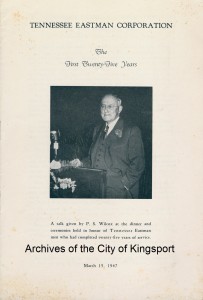 Come to the archives and read Wilcox' speech about modern Kingsport and Eastman Chemical Co.'s first 25 years by a man who lived them. Fascinating!