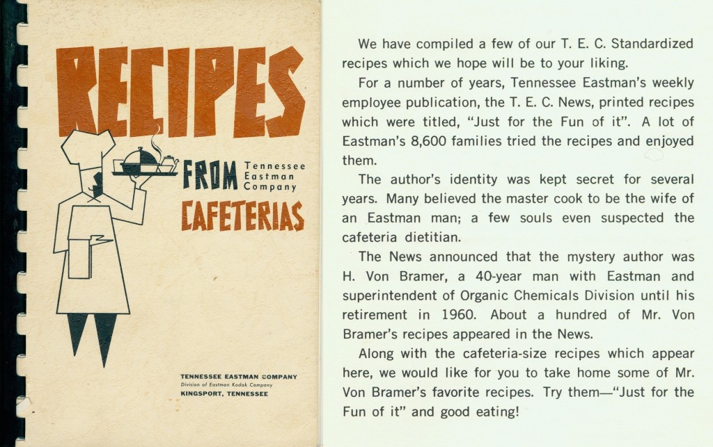 Eastman's Cafeteria Cookbook revealed the secret author of the newsletters' Just for Fun" series, ca. 1965.